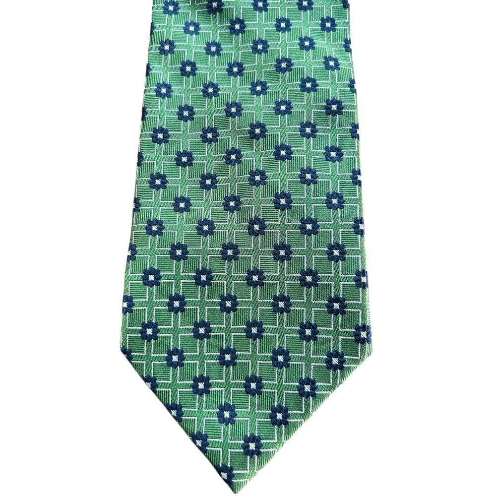 Tango green geometric silk tie